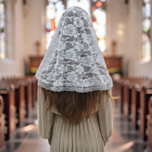 White lace chapel veil - chapel,