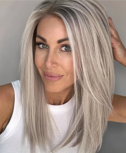 Aschblonde highlight perücke - aschblonde,