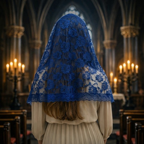 Navy blue lace chapel - lace,